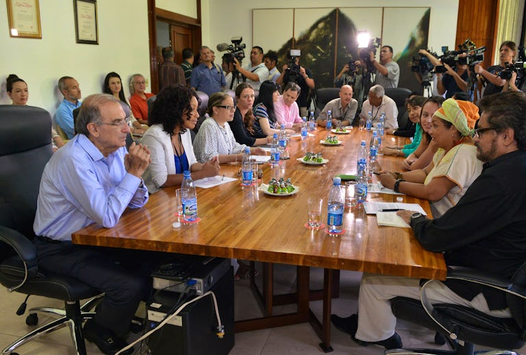 Reunión de las delegaciones de las FARC y el Gobierno de Colombia en La Habana.
